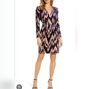 Harlyn Velvet Long Sleeve Cocktail Dress SZ L